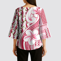 Samoa Teuila Kimono Sleeve Blouse White Samoan Siapo Motifs