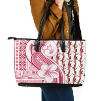 Samoa Teuila Leather Tote Bag White Samoan Siapo Motifs