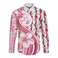 Samoa Teuila Long Sleeve Button Shirt White Samoan Siapo Motifs