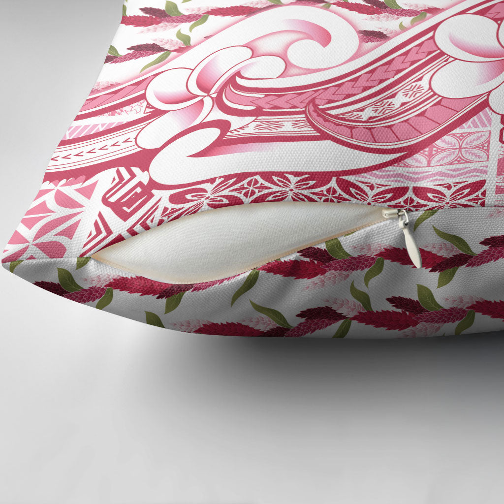 Samoa Teuila Pillow Cover White Samoan Siapo Motifs