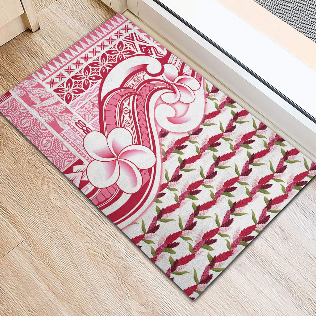 Samoa Teuila Rubber Doormat White Samoan Siapo Motifs