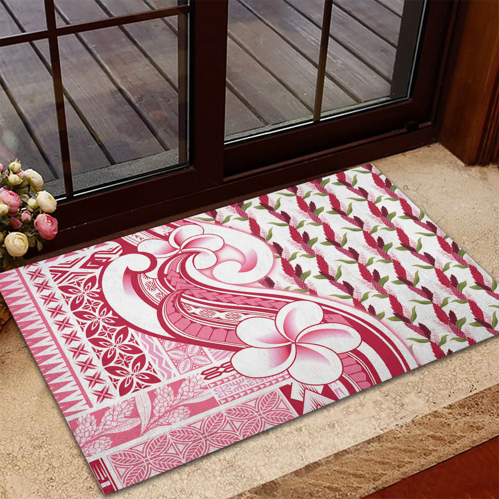 Samoa Teuila Rubber Doormat White Samoan Siapo Motifs