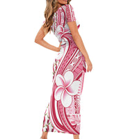 Samoa Teuila Short Sleeve Bodycon Dress White Samoan Siapo Motifs