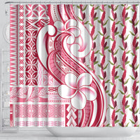 Samoa Teuila Shower Curtain White Samoan Siapo Motifs