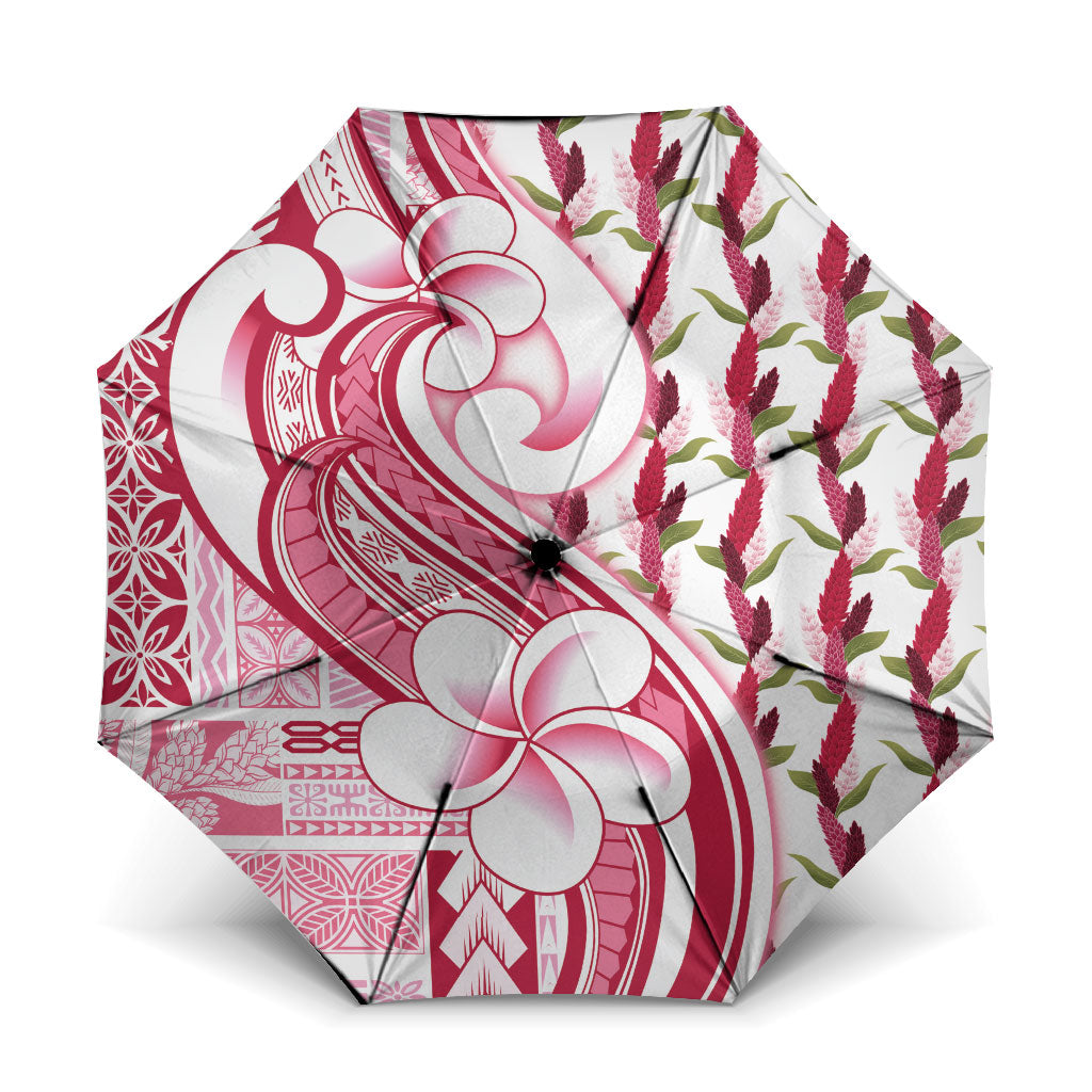 Samoa Teuila Umbrella White Samoan Siapo Motifs LT05 One Size Folded 11.42 inch Opened Diameter 37.4 inch White - Polynesian Pride