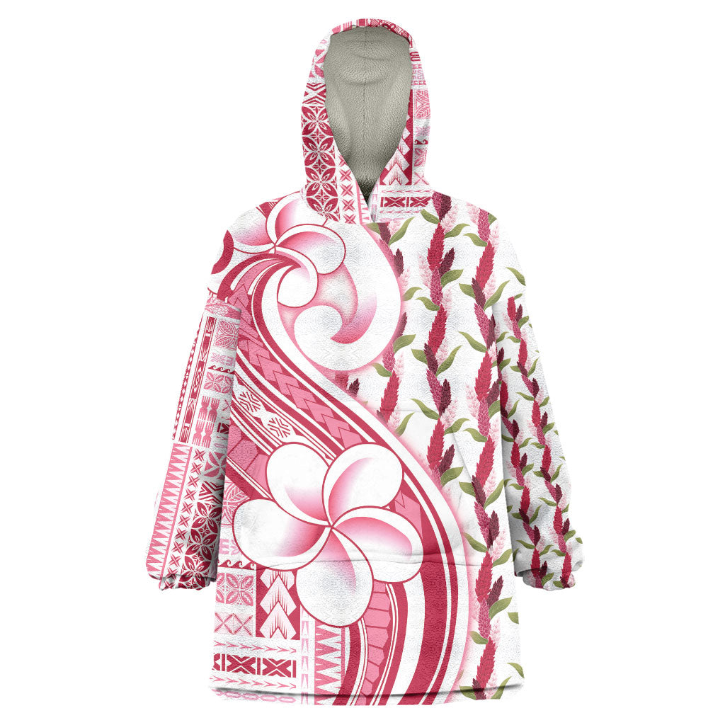 Samoa Teuila Wearable Blanket Hoodie White Samoan Siapo Motifs