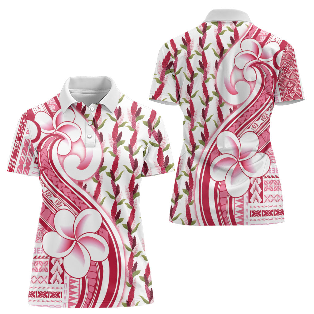 Samoa Teuila Women Polo Shirt White Samoan Siapo Motifs