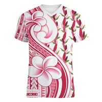 Samoa Teuila Women V-Neck T-Shirt White Samoan Siapo Motifs