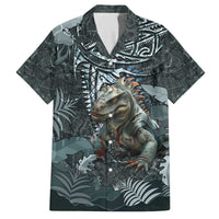Hawaii Mo'o Lizard God Family Matching Off Shoulder Short Dress and Hawaiian Shirt Polynesian Style LT05 Dad's Shirt - Short Sleeve Green - Polynesian Pride