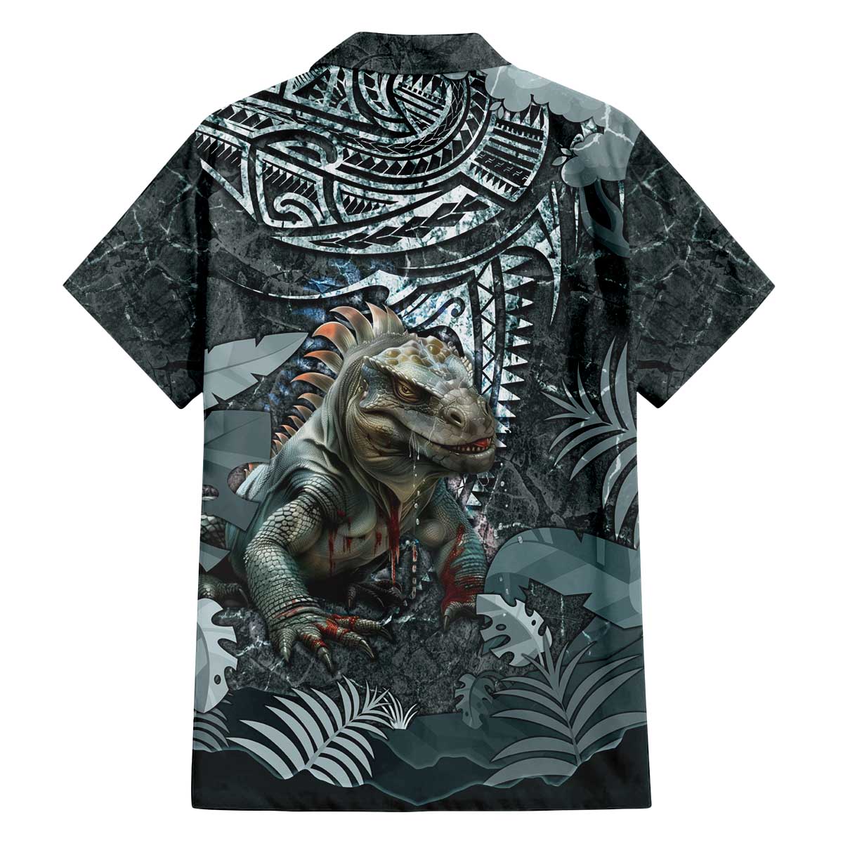 Hawaii Mo'o Lizard God Family Matching Off Shoulder Short Dress and Hawaiian Shirt Polynesian Style LT05 - Polynesian Pride