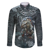 Hawaii Mo'o Lizard God Family Matching Summer Maxi Dress and Hawaiian Shirt Polynesian Style LT05 Dad's Shirt - Long Sleeve Green - Polynesian Pride
