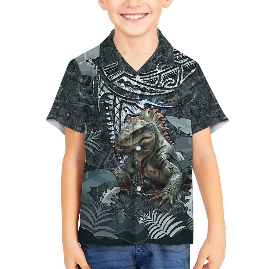 Hawaii Mo'o Lizard God Family Matching Summer Maxi Dress and Hawaiian Shirt Polynesian Style LT05 Son's Shirt Green - Polynesian Pride