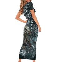 Hawaii Mo'o Lizard God Short Sleeve Bodycon Dress Polynesian Style LT05 - Polynesian Pride