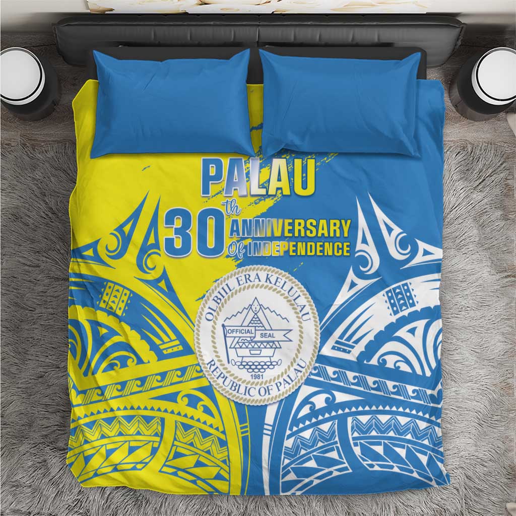 Palau Independence Day Bedding Set Happy 30th Anniversary LT05 Blue - Polynesian Pride