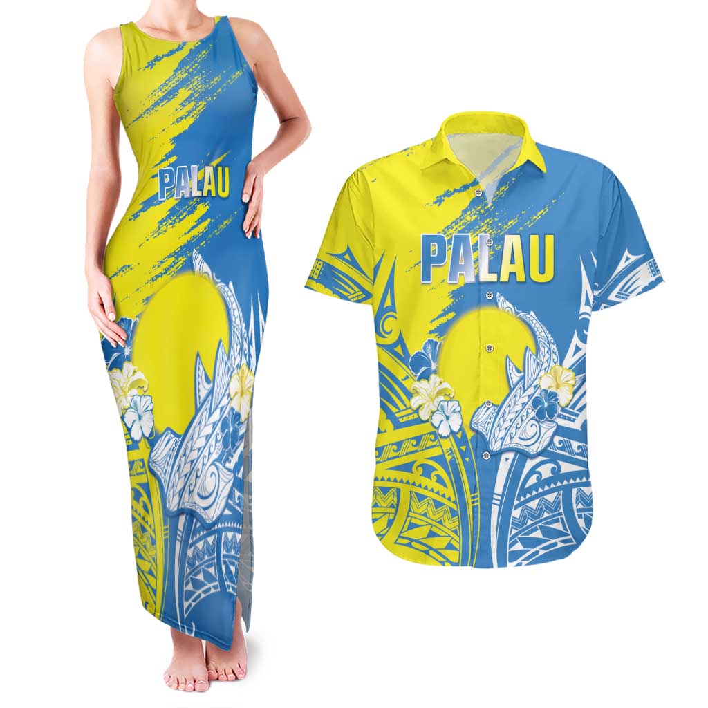 Palau Independence Day Couples Matching Tank Maxi Dress and Hawaiian Shirt Happy 30th Anniversary