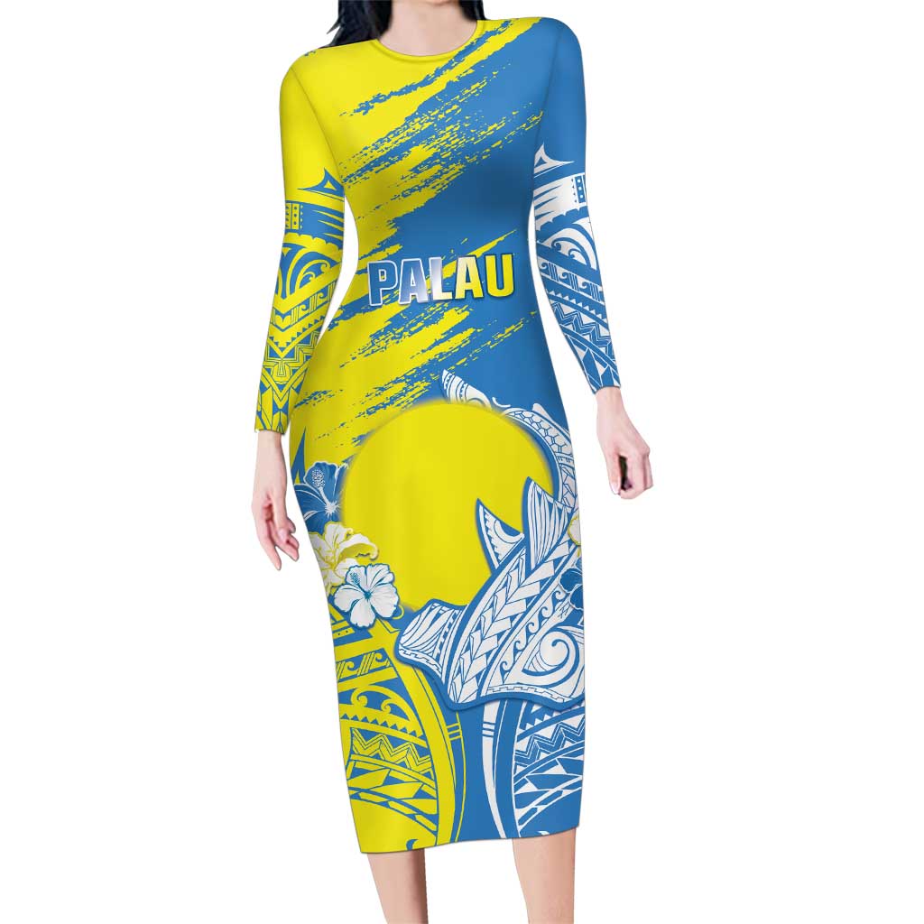 Palau Independence Day Family Matching Long Sleeve Bodycon Dress and Hawaiian Shirt Happy 30th Anniversary