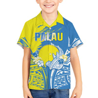 Palau Independence Day Family Matching Off Shoulder Short Dress and Hawaiian Shirt Happy 30th Anniversary