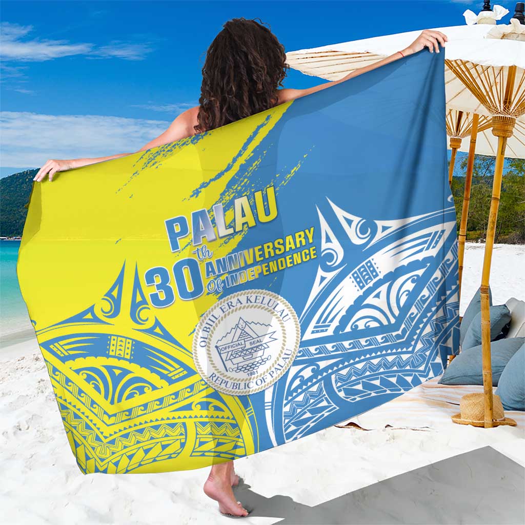 Palau Independence Day Sarong Happy 30th Anniversary LT05 One Size 44 x 66 inches Blue - Polynesian Pride