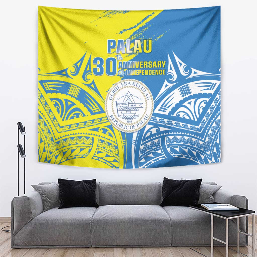 Palau Independence Day Tapestry Happy 30th Anniversary LT05 Blue - Polynesian Pride
