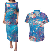 Happy Diwali Festival Couples Matching Puletasi and Hawaiian Shirt Diya Lamp Rangoli With Polynesian Pattern