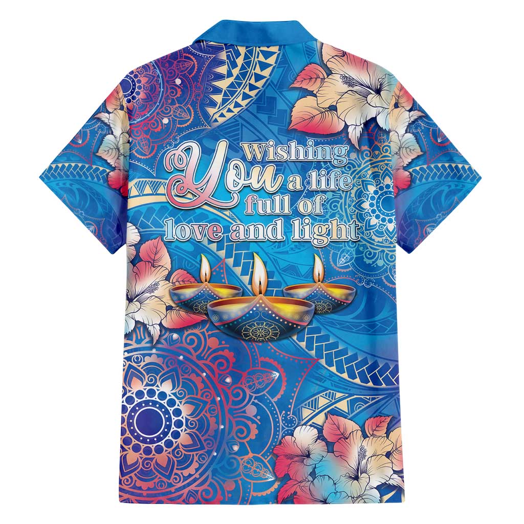 Happy Diwali Festival Family Matching Summer Maxi Dress and Hawaiian Shirt Diya Lamp Rangoli With Polynesian Pattern