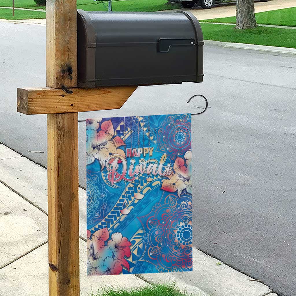 Happy Diwali Festival Garden Flag Diya Lamp Rangoli With Polynesian Pattern