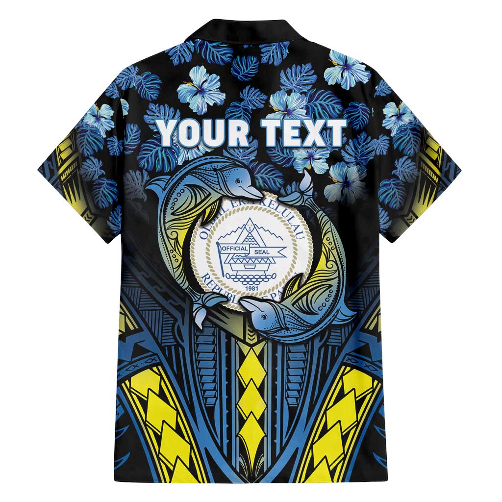 Personalised Palau Family Matching Long Sleeve Bodycon Dress and Hawaiian Shirt Polynesian Dolphin Tropical Hibiscus Style