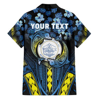 Personalised Palau Family Matching Off The Shoulder Long Sleeve Dress and Hawaiian Shirt Polynesian Dolphin Tropical Hibiscus Style