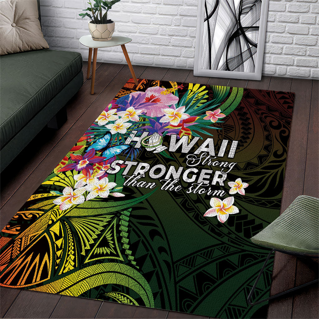 Hawaii Strong Area Rug Polynesian Tribal Tropical Flowers
