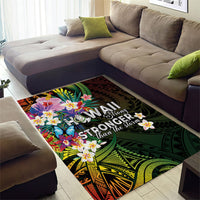 Hawaii Strong Area Rug Polynesian Tribal Tropical Flowers
