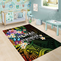 Hawaii Strong Area Rug Polynesian Tribal Tropical Flowers