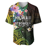 Hawaii Strong Baseball Jersey Polynesian Tribal Tropical Flowers