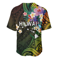 Hawaii Strong Baseball Jersey Polynesian Tribal Tropical Flowers