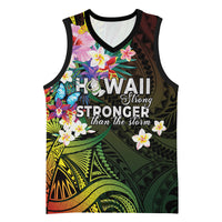 Hawaii Strong Basketball Jersey Polynesian Tribal Tropical Flowers