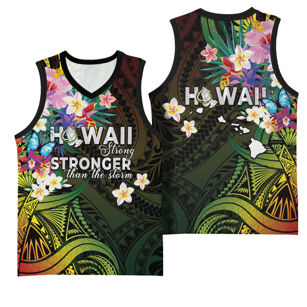 Hawaii Strong Basketball Jersey Polynesian Tribal Tropical Flowers