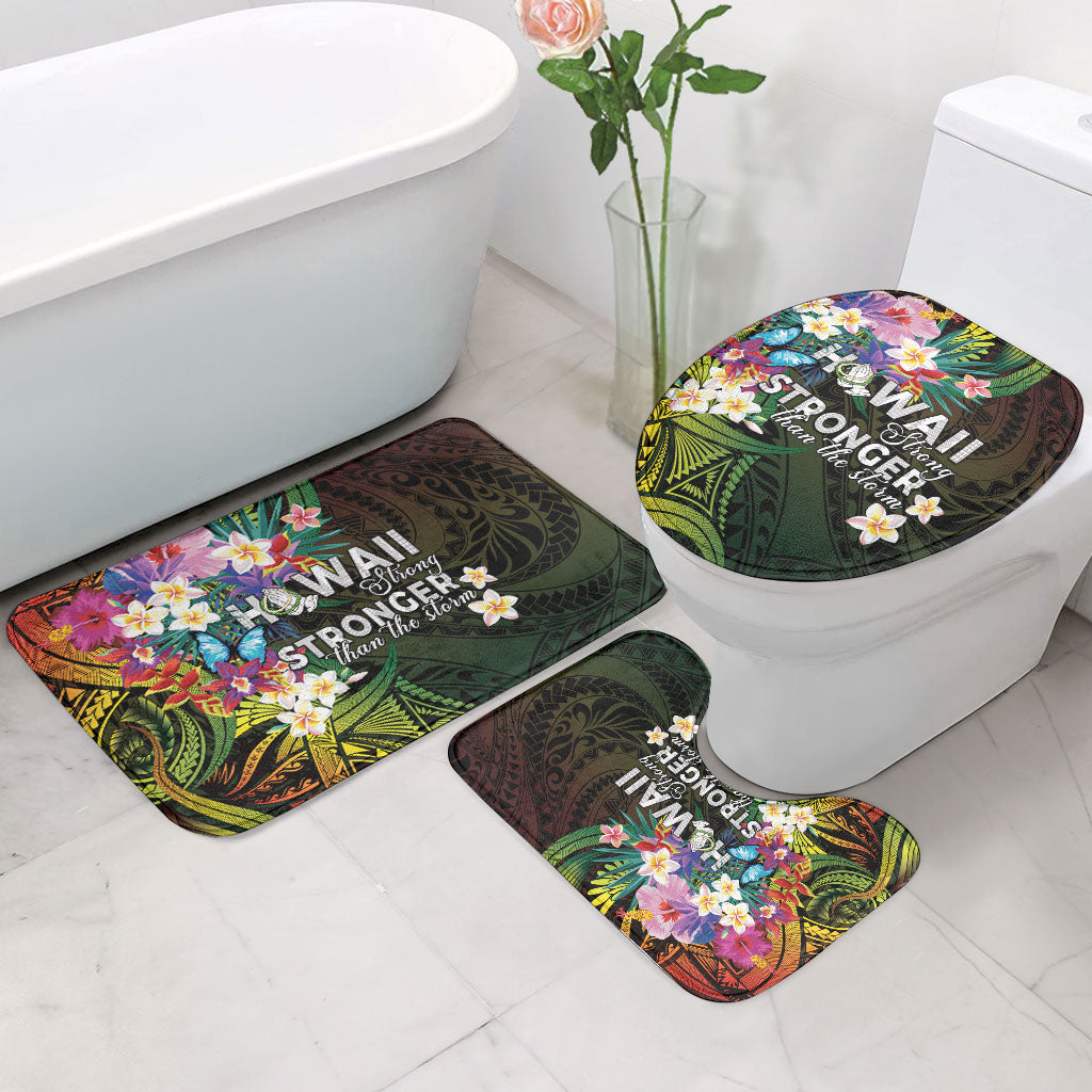 Hawaii Strong Bathroom Set Polynesian Tribal Tropical Flowers