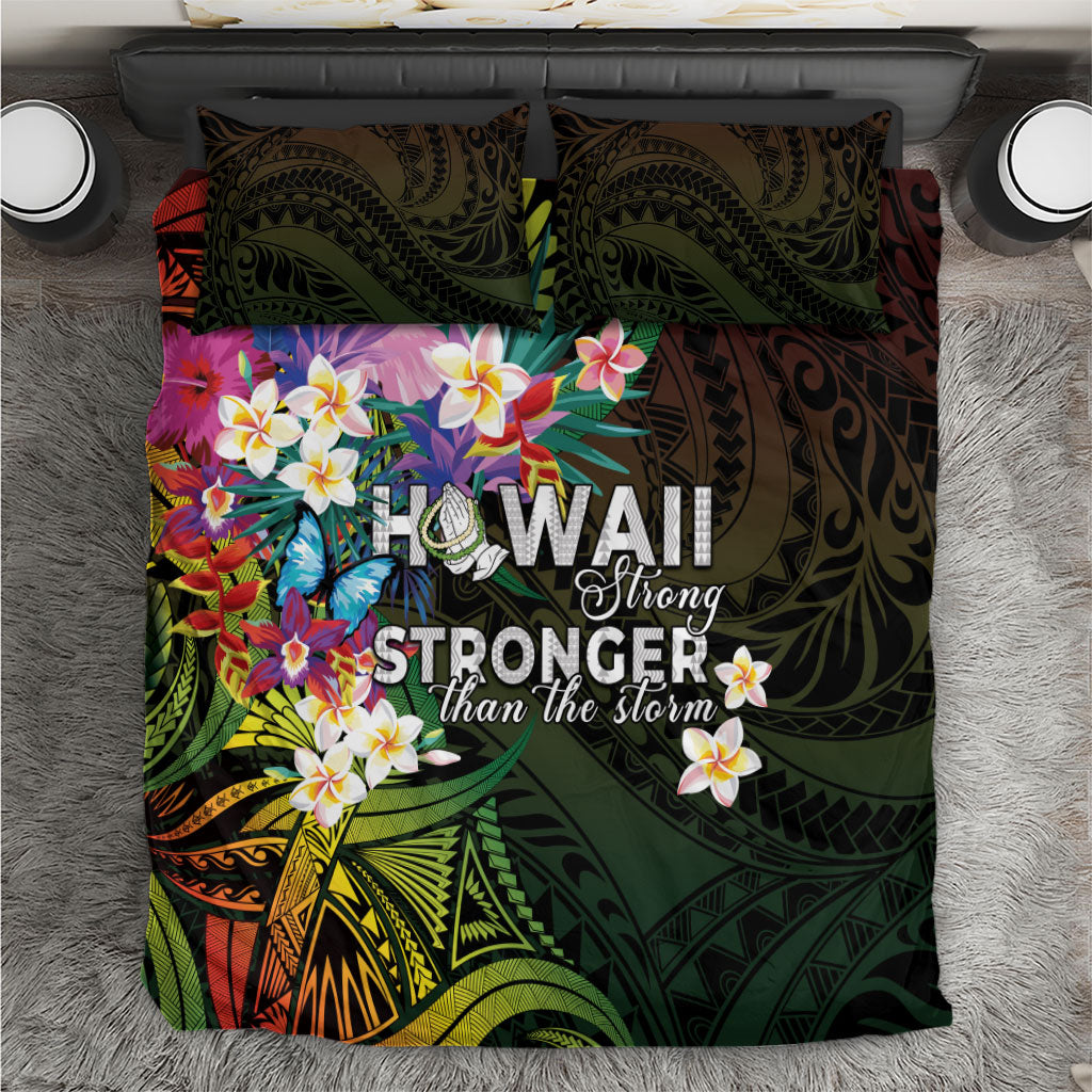 Hawaii Strong Bedding Set Polynesian Tribal Tropical Flowers