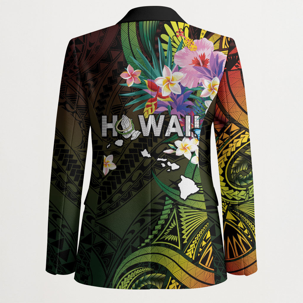 Hawaii Strong Blazer Polynesian Tribal Tropical Flowers