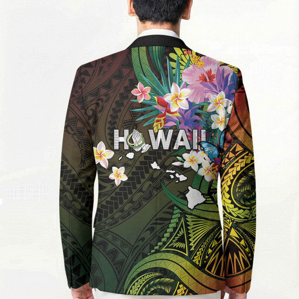 Hawaii Strong Blazer Polynesian Tribal Tropical Flowers