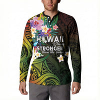 Hawaii Strong Button Sweatshirt Polynesian Tribal Tropical Flowers
