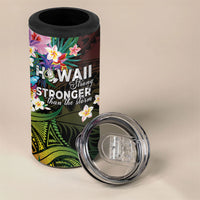 Hawaii Strong 4 in 1 Can Cooler Tumbler Polynesian Tribal Tropical Flowers