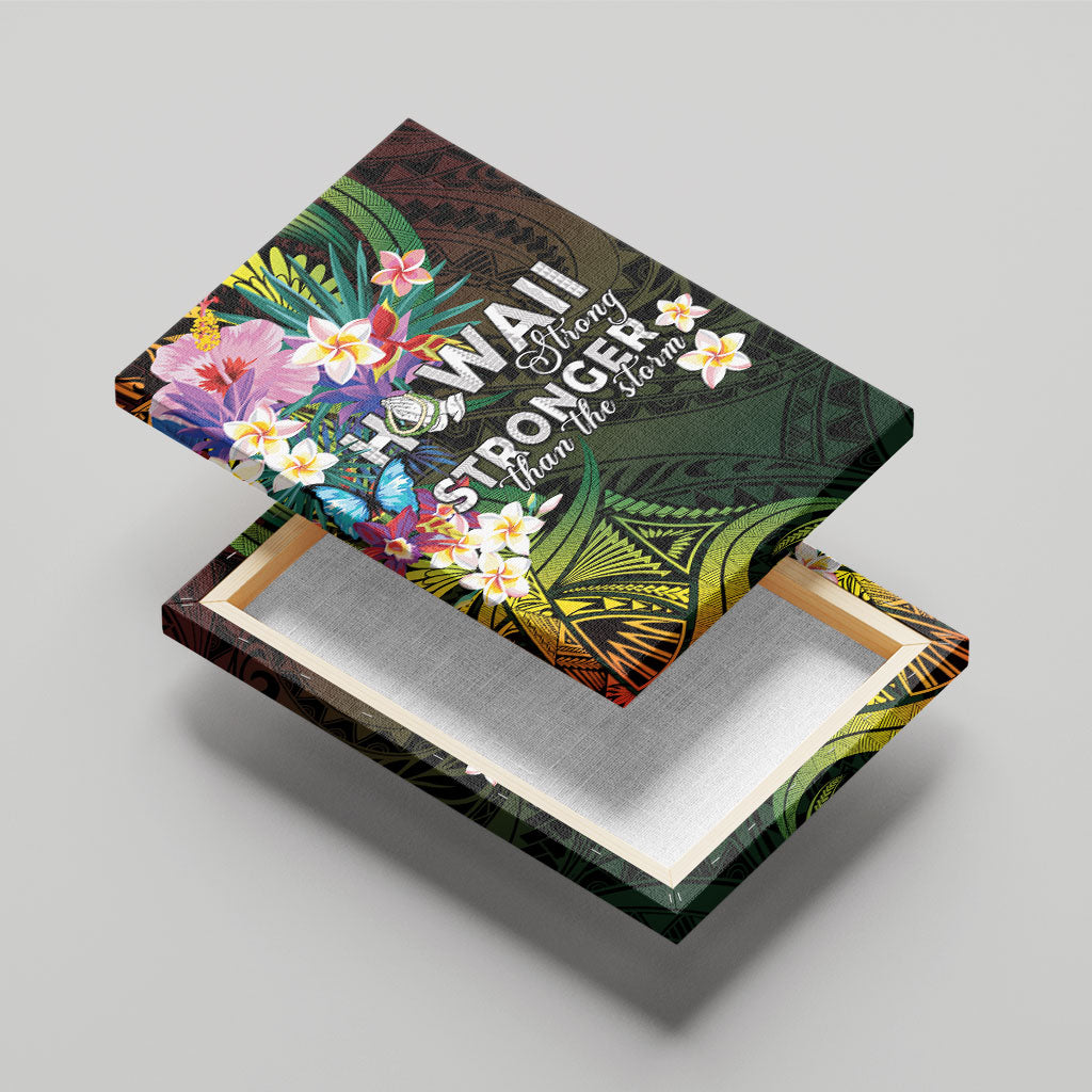 Hawaii Strong Canvas Wall Art Polynesian Tribal Tropical Flowers