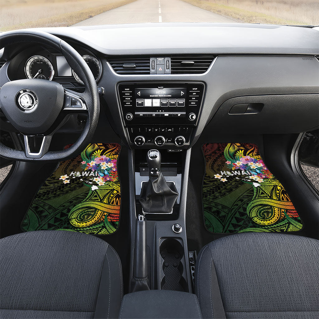 Hawaii Strong Car Mats Polynesian Tribal Tropical Flowers