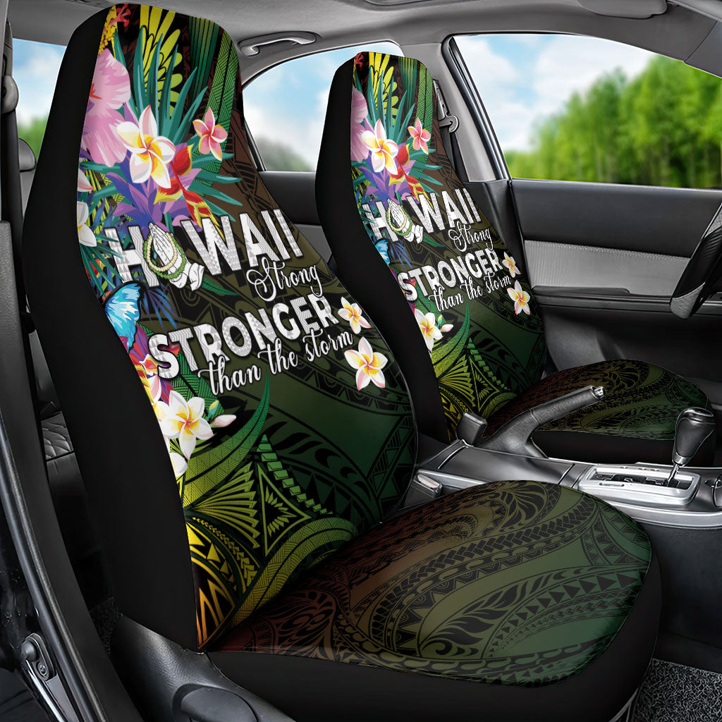 Hawaii Strong Car Seat Cover Polynesian Tribal Tropical Flowers