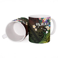 Hawaii Strong Ceramic Mug Polynesian Tribal Tropical Flowers