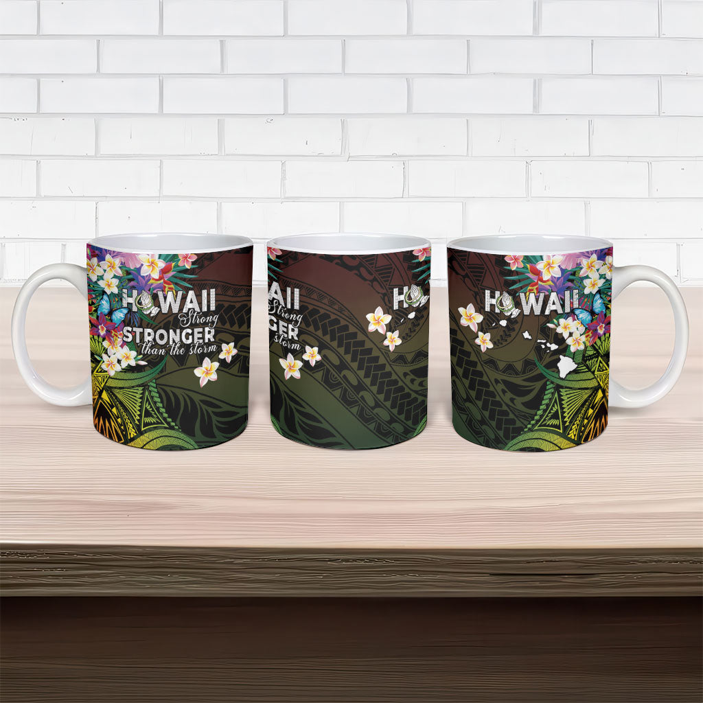 Hawaii Strong Ceramic Mug Polynesian Tribal Tropical Flowers