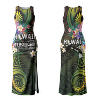 Hawaii Strong Couples Matching Tank Maxi Dress and Hawaiian Shirt Polynesian Tribal Tropical Flowers