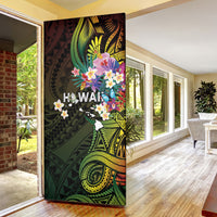 Hawaii Strong Door Cover Polynesian Tribal Tropical Flowers