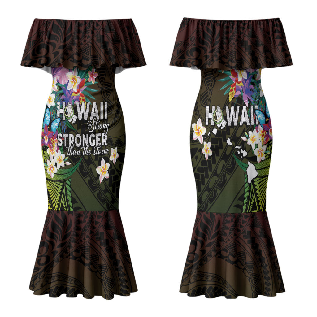 Hawaii Strong Family Matching Mermaid Dress and Hawaiian Shirt Polynesian Tribal Tropical Flowers