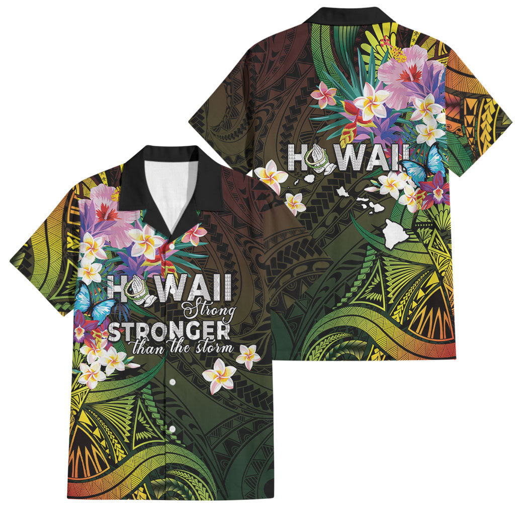 Hawaii Strong Family Matching Off Shoulder Maxi Dress and Hawaiian Shirt Polynesian Tribal Tropical Flowers